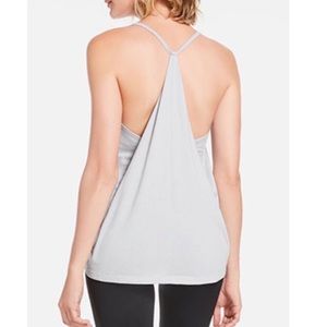 Fabletics Grey Neema Draped Razorback Tank Size S